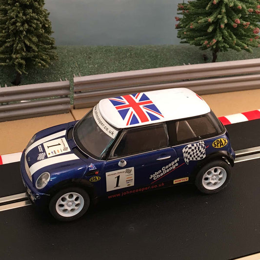Scalextric 1:32 Car - C2527 Blue BMW Mini Cooper Union Jack #1 *LIGHTS* #MW