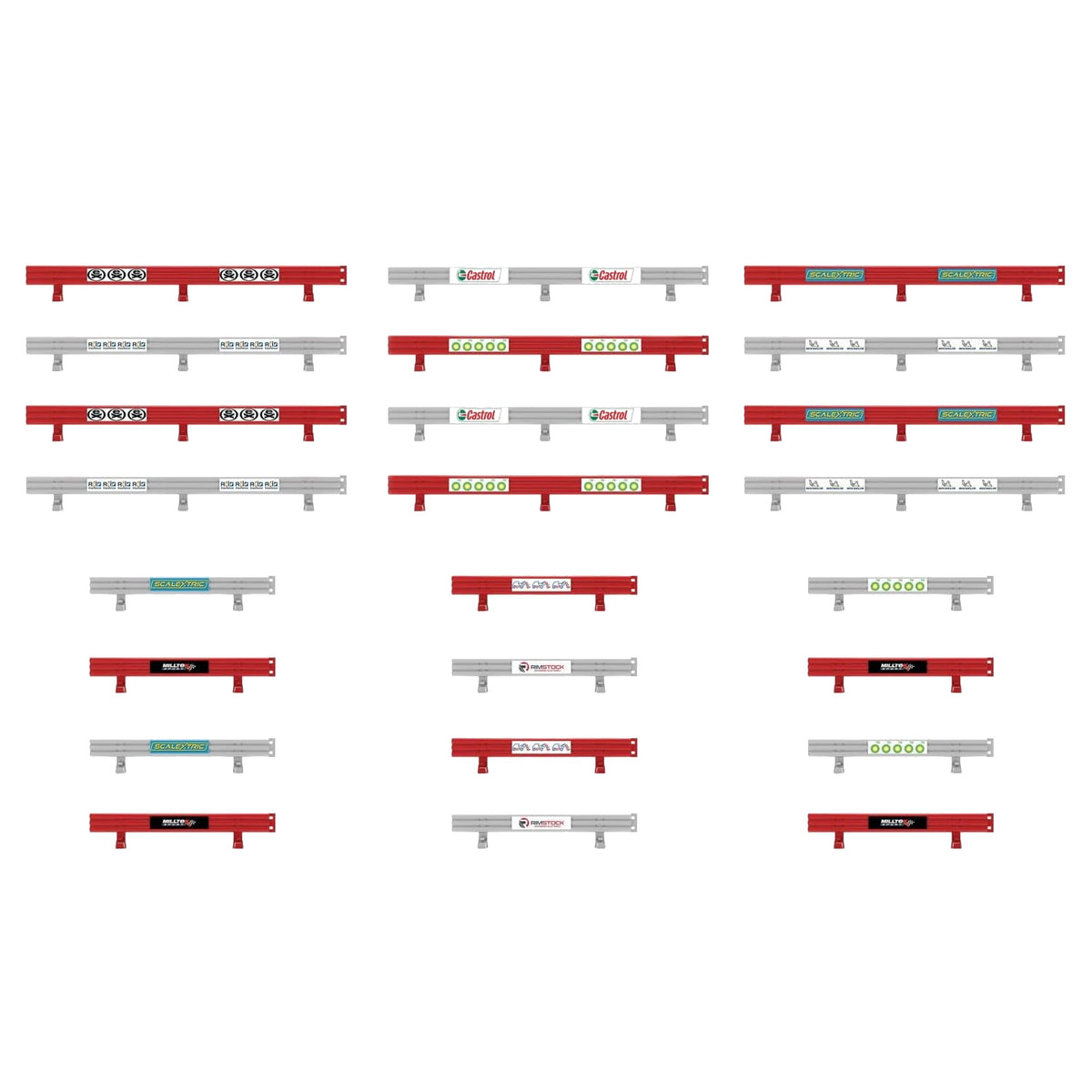 Scalextric C8191 Crash Barrier Pack - 12 Extra Long & 12 Short NEW