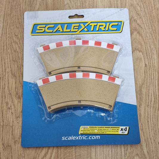 Scalextric C8225 Radius 2 Curve Inner Borders & Barriers 45° 'BC' x 4 NEW