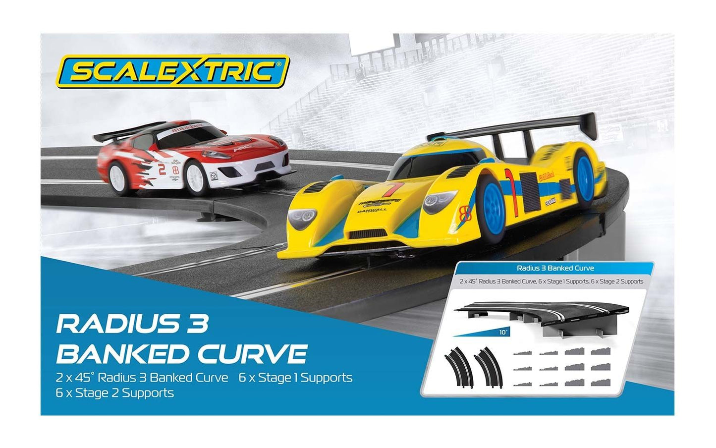 Scalextric Sport Track - C8297 'NNB' Rad3 Banked Curves 45º x 2 & 4 Supports #A