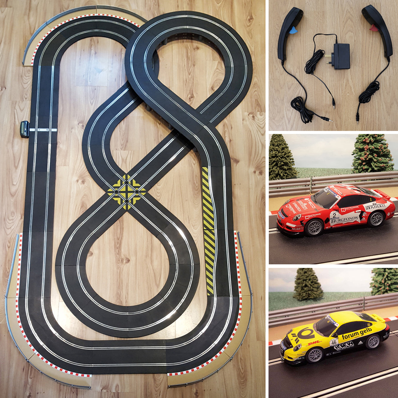 Scalextric Sport 1:32 Set - Diseño doble en forma de ocho con coches Porsche 