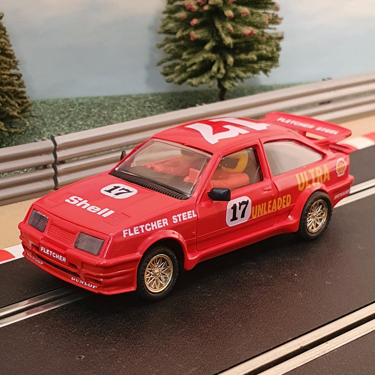 Scalextric 1:32 Car - Ford Sierra Cosworth Fletcher Steel #17 *LIGHTS* #E