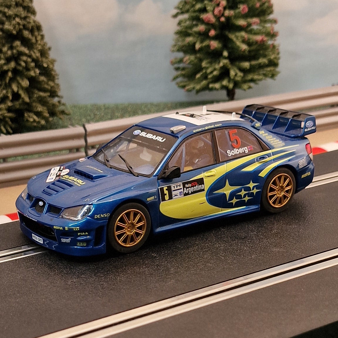 Scalextric 1:32 Car - C2749 Subaru Impreza WRC 4WD Solberg #5 *LIGHTS* #G