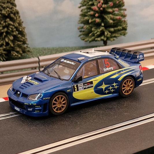 Scalextric 1:32 Car - C2749 Subaru Impreza WRC 4WD Solberg #5 *LIGHTS* #G