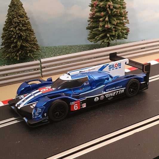 Scalextric 1:32 Car - Blue Ginetta G60 LMP1 Le Mans #6 *LIGHTS* #E
