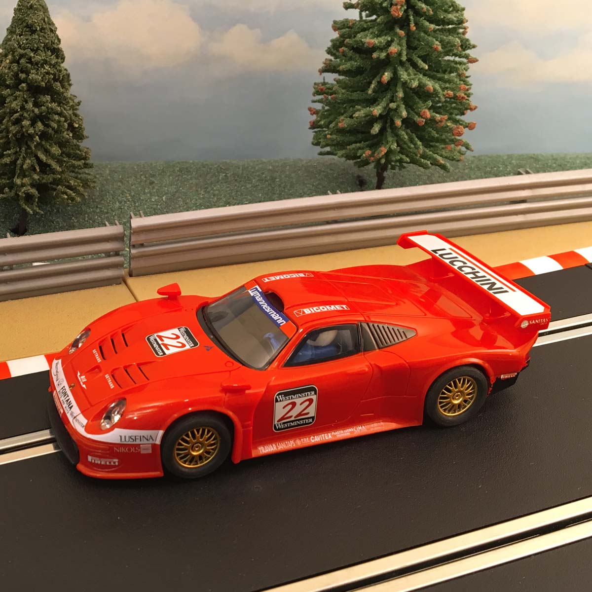 Scalextric 1:32 Car - C2092 Red Porsche 911 GT1 Lucchini #22
