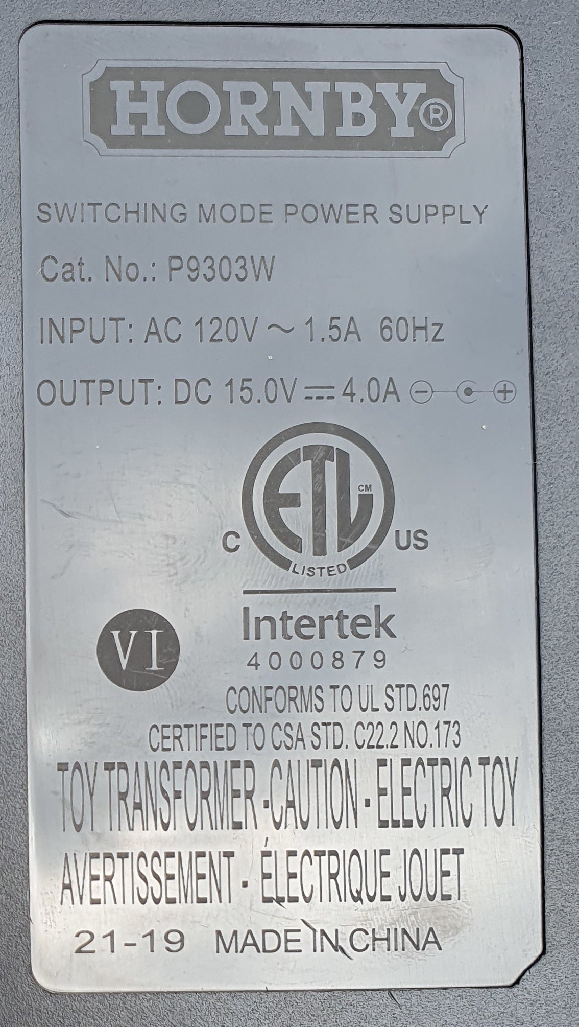 Hornby Scalextric Digital Mains Adaptor Power Supply Transformer P9303W USA