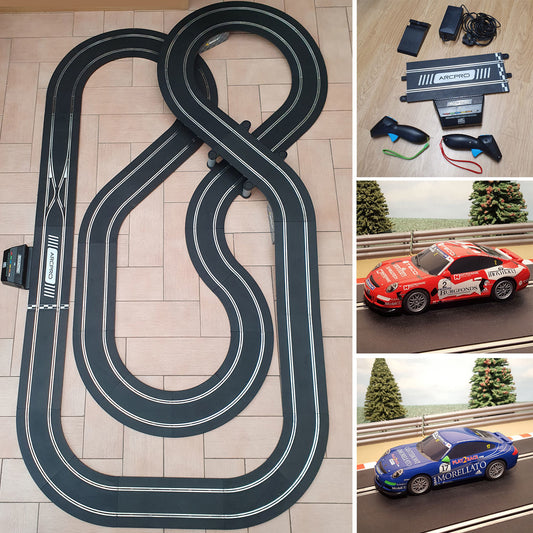 Scalextric Sport 1:32 Track Set Layout With Porsche Cars ARC Pro AS9 #RB