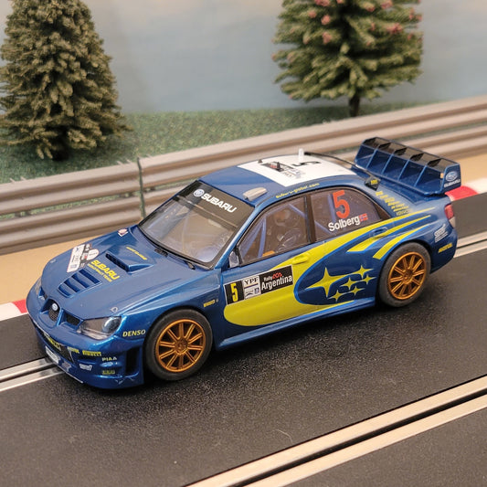 Scalextric 1:32 Car - C2749 Subaru Impreza WRC 4WD Solberg #5 *LIGHTS* #Q