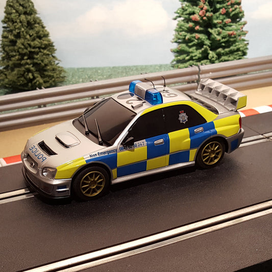Scalextric 1:32 Car - C3068 Subaru Impreza Police Car *LIGHTS & SIREN* #Z