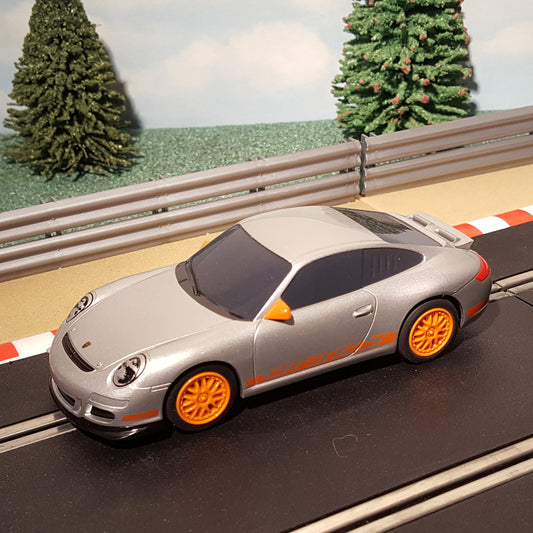 Scalextric 1:32 Car - C3021 Silver Porsche With Orange Wheels 997 GT3RS #S