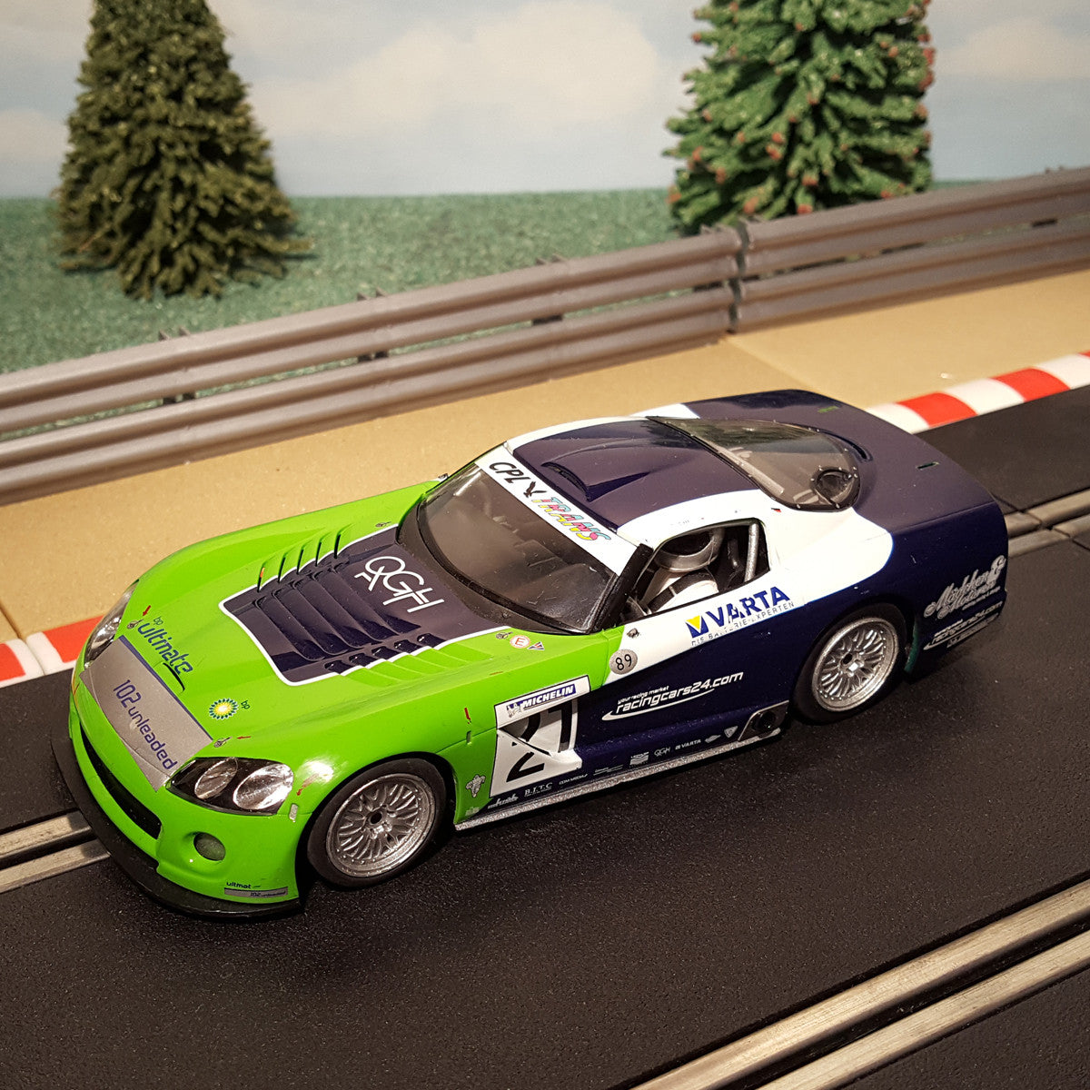 Scalextric 1:32 Car - C3018 Blue Green Dodge Viper #21 *LIGHTS* #GMWS