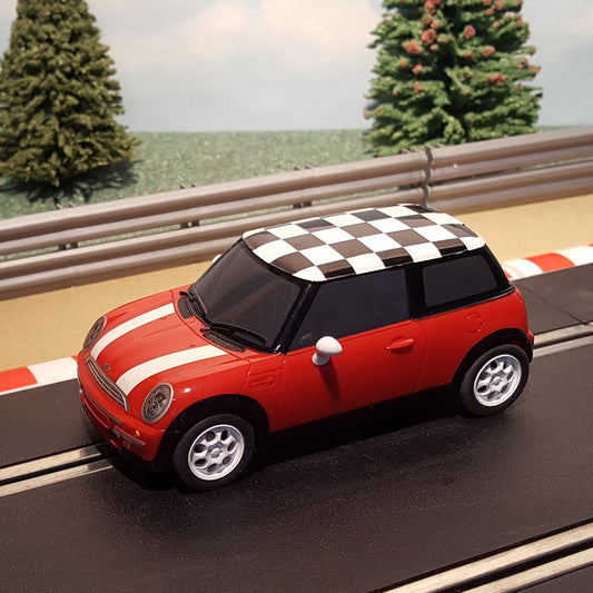 Scalextric 1:32 Digital Car - Red BMW Mini Cooper With Chequered Roof