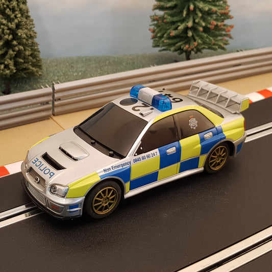 Scalextric 1:32 Car - C3068 Subaru Impreza Police Car *LIGHTS & SIREN* #WM