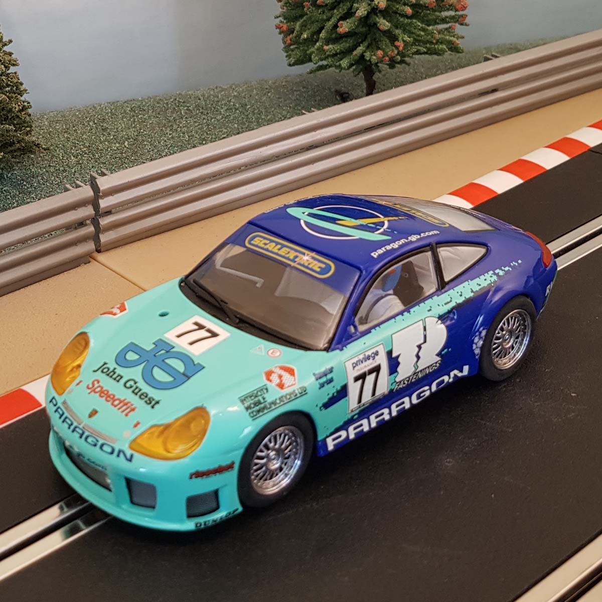 Scalextric 1:32 Car - C2274 Porsche 911 GT3R #77 John Guest Paragon *LIGHTS* #MS