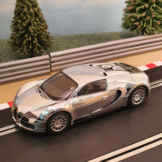 Scalextric 1:32 Car - C3356 Chrome Bugatti Veyron *LIGHTS* #M