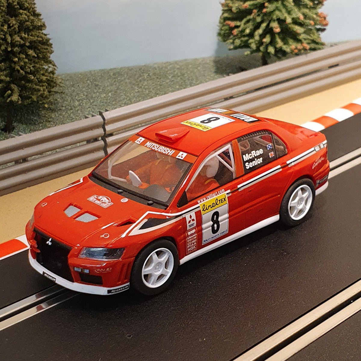 Scalextric 1:32 Car - C2364A Red Mitsubishi Lancer Evo VII WRC #8 *Lights* #GWS