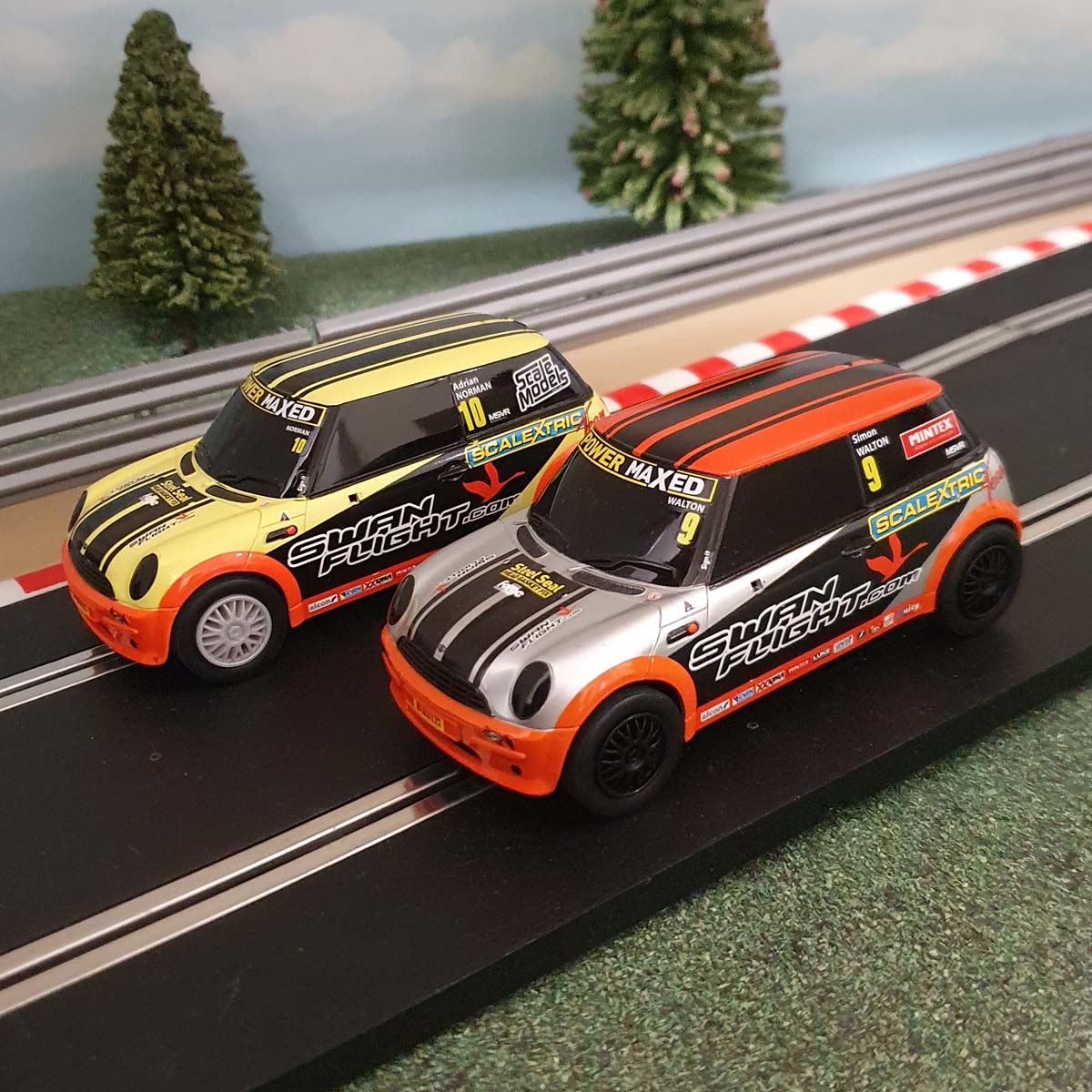Scalextric 1:32 Pair Of Cars - BMW Mini Cooper - Walton & Norman #M