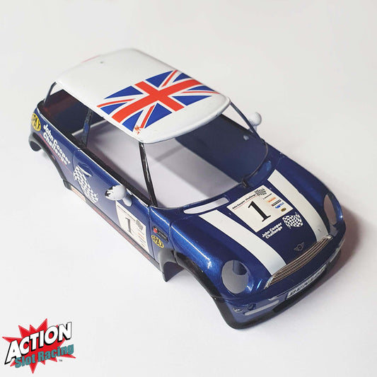 Scalextric 1:32 BMW Mini Cooper Blue Shell - Union Jack Flag