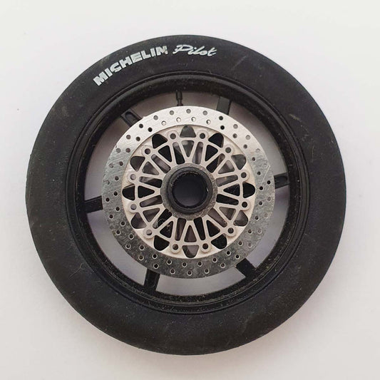 Rueda delantera y neumático para moto Scalextric MotoGP - Negro