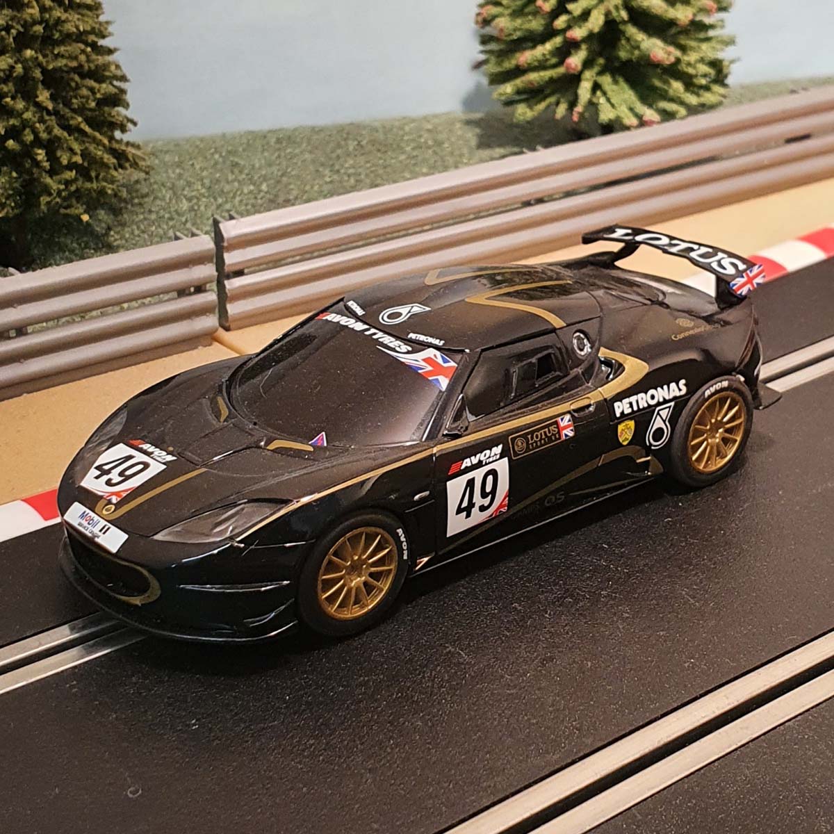 Scalextric 1:32 Car - C3387 Black Lotus Evora #49 *LIGHTS* #WM