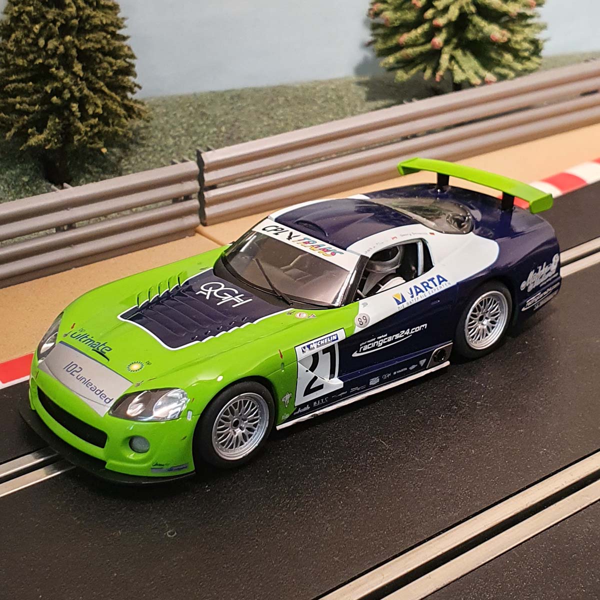Scalextric 1:32 Car - C3018 Blue Green Dodge Viper #21 *LIGHTS* #M