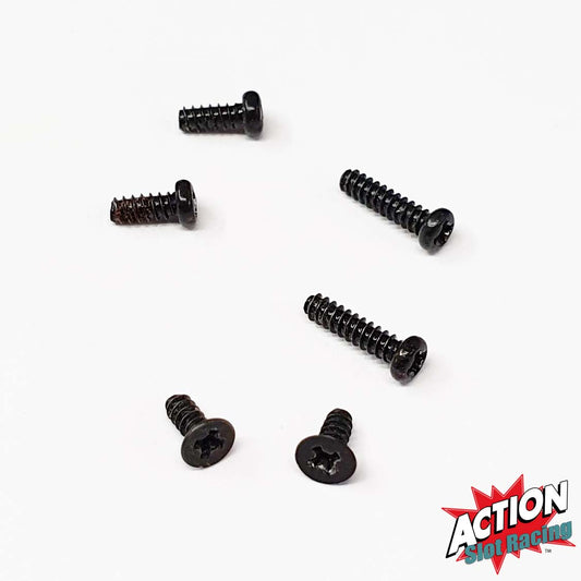 Scalextric Pack - Car Chassis Body Screws - 2 Long, 2 Med & 2 Countersunk