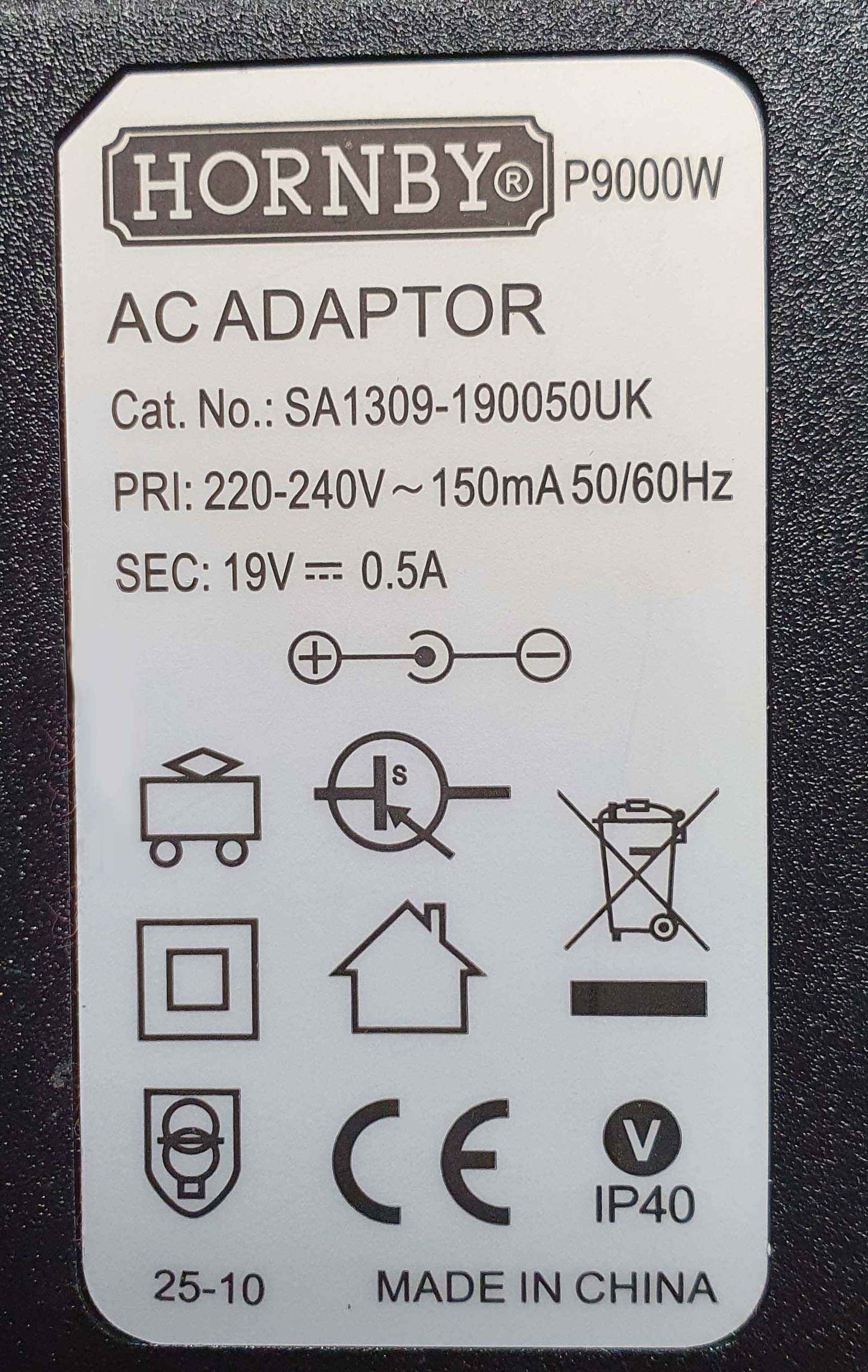 Hornby P9000W AC Adaptor - 19v Power Supply Transformer - R8250 R7229 Scalextric