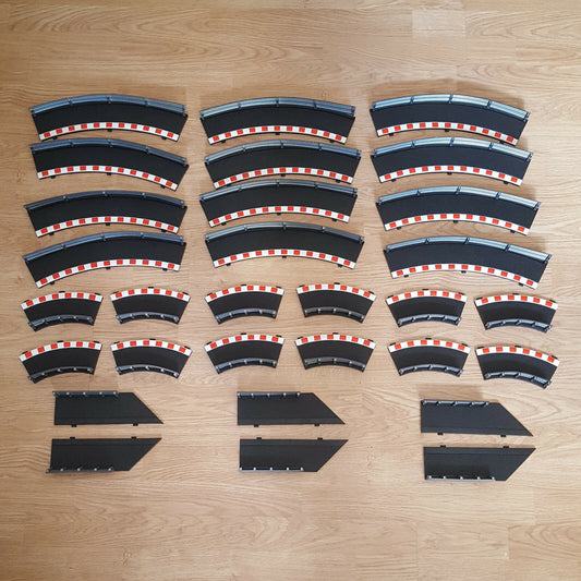Scalextric 1:32 Sport Black Borders & Barriers - 12 Outer, 12 Inner, 6 Lead  #Ra