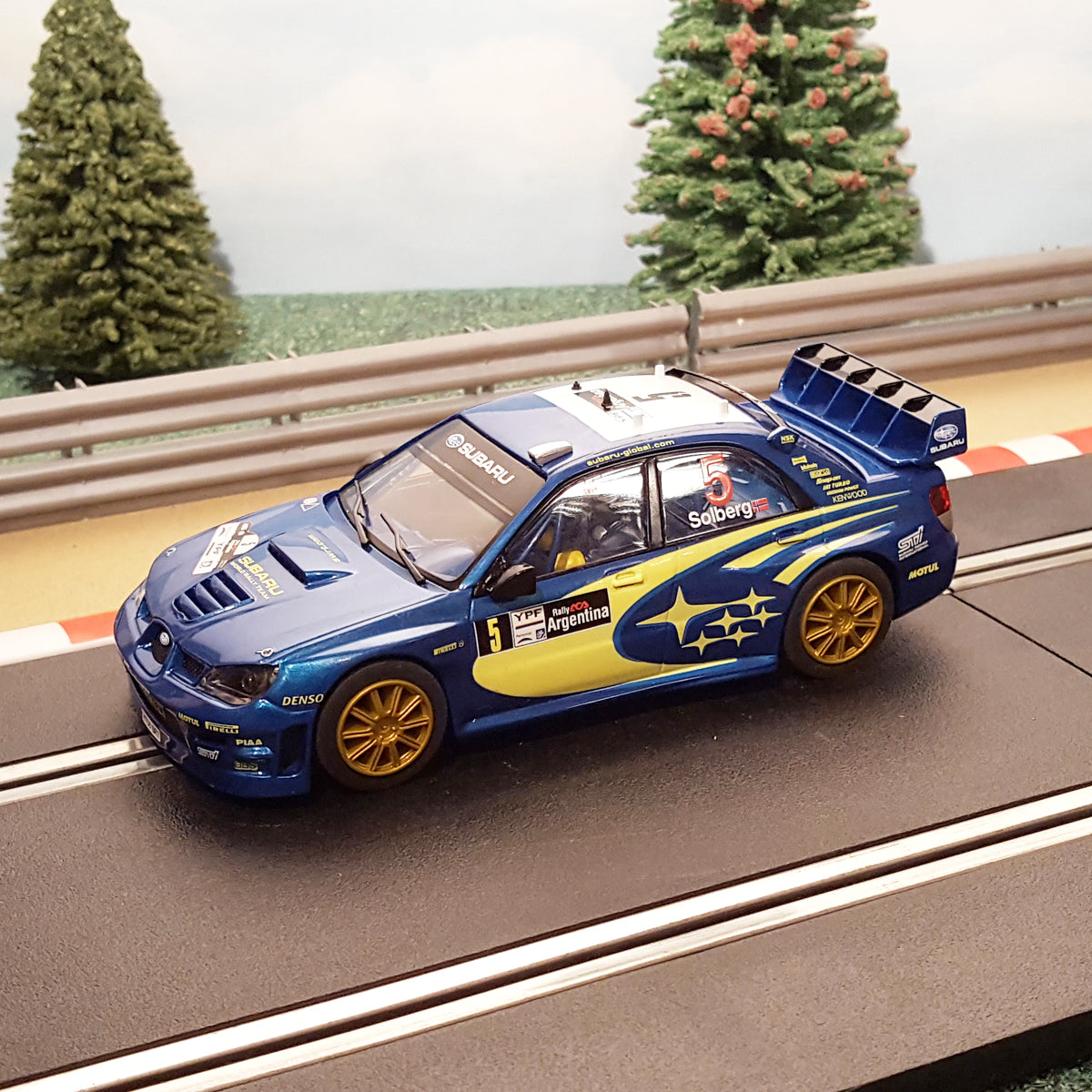 Scalextric 1:32 Car - C2749 Subaru Impreza WRC 4WD Solberg #5 *LIGHTS* #E