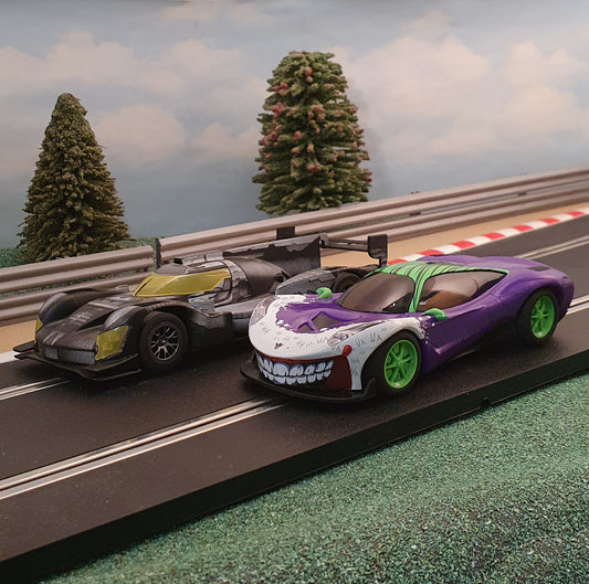 Scalextric C4140 & C4142 Batman Batmobile & Joker *LIGHTS*