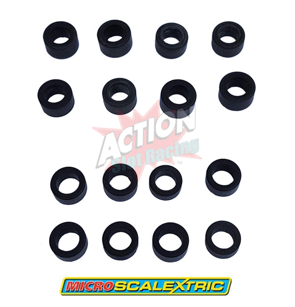 Genuine Micro Scalextric 1:64 Spare set of Tyres - 8 Front & 8 Rear