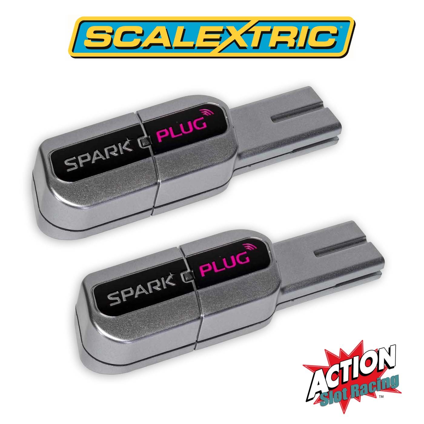 Scalextric C8333 - Wireless Dongle Pair Of Spark Plugs With Power & Base