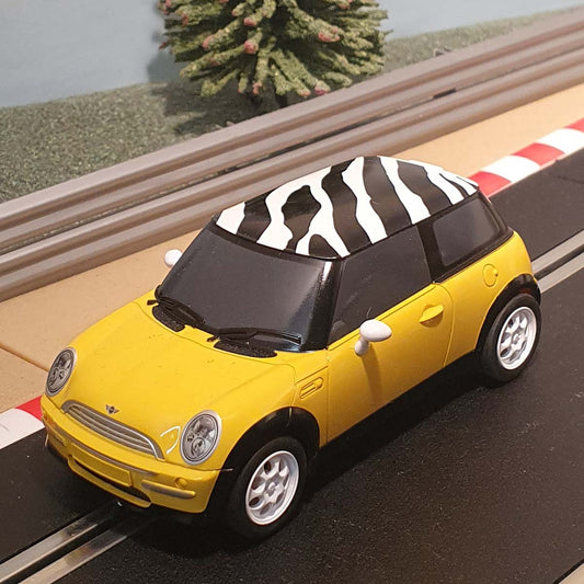 Scalextric 1:32 Car - C2820 Yellow BMW Mini Cooper With Zebra Print Roof #E